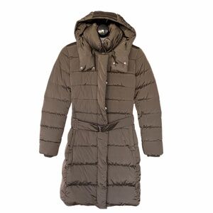 ADD Italy Belted Down Coat – Hooded, Pillow Collar, Size S – NEW / NEVER WORN